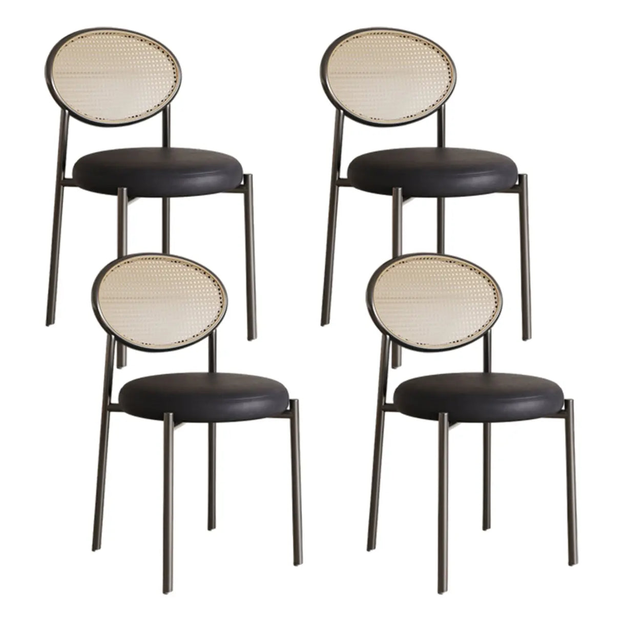 Round Open Back Leather Armless Dining Chair Orange Image - 6