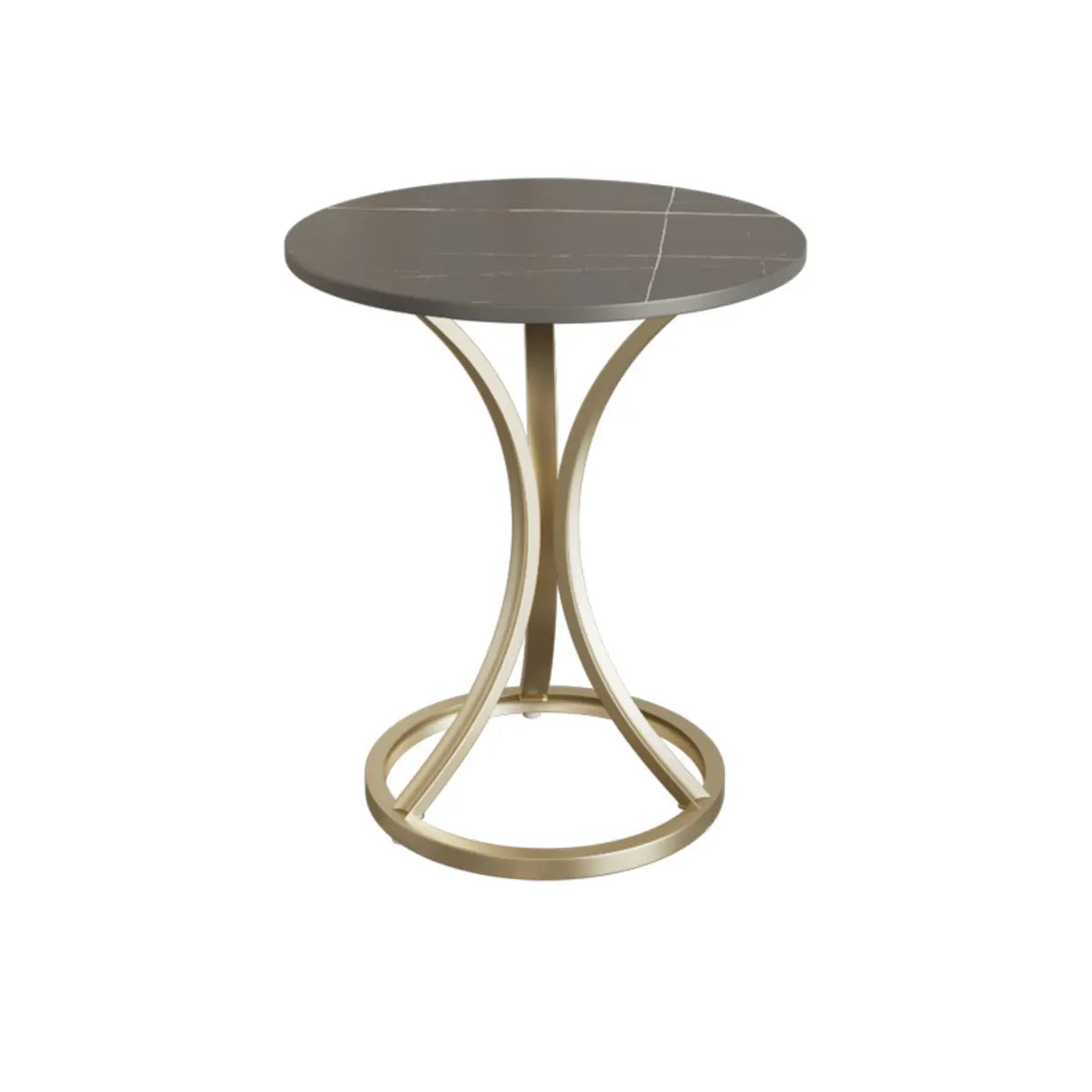 Round Stone Top Gold Metal Standard Height End Table Image - 10