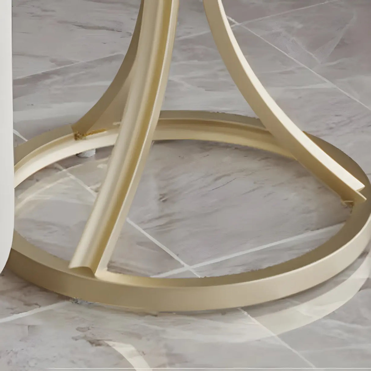 Round Stone Top Gold Metal Standard Height End Table Image - 12