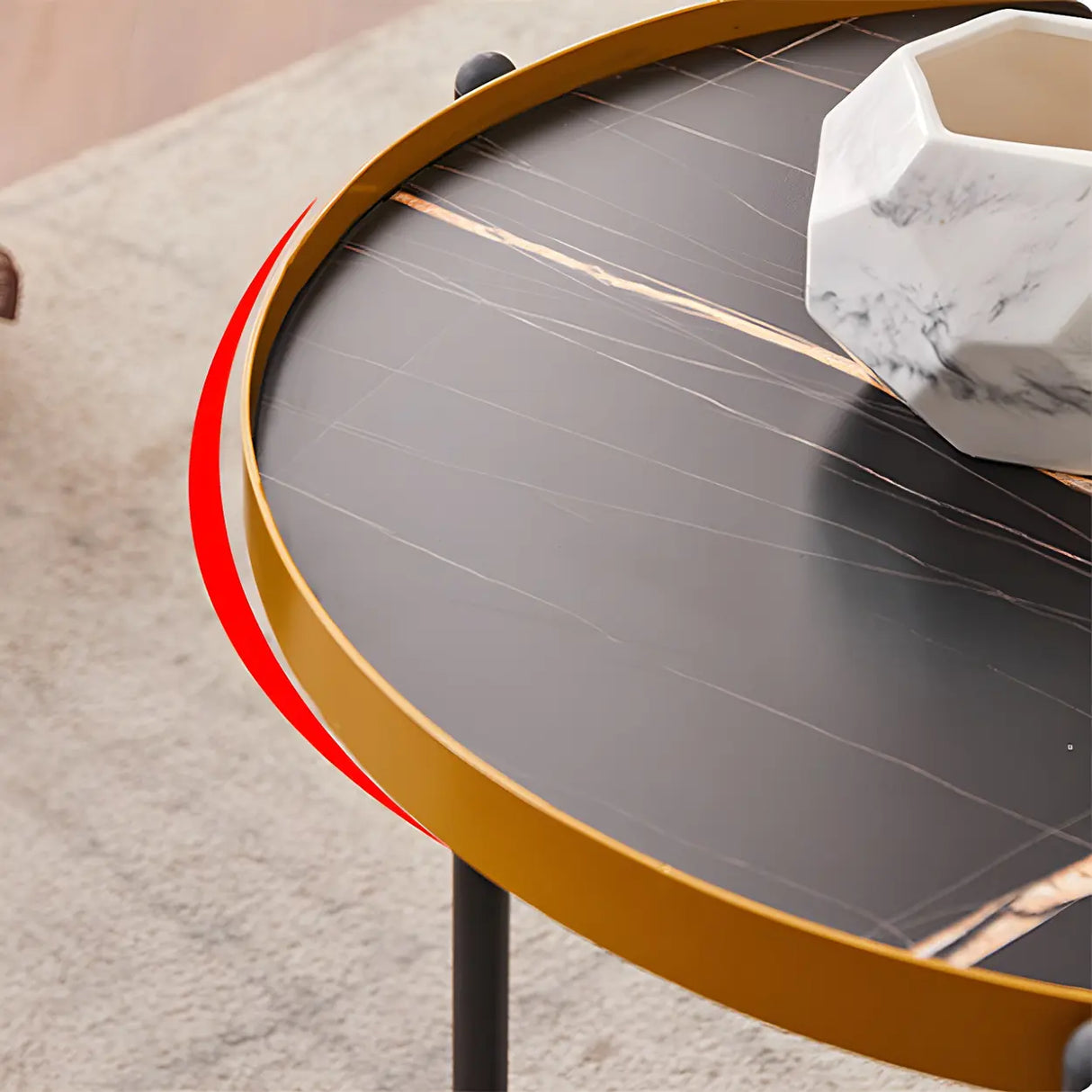 Round Tray Top Stainless Steel Base Coffee Table Set Image - 10