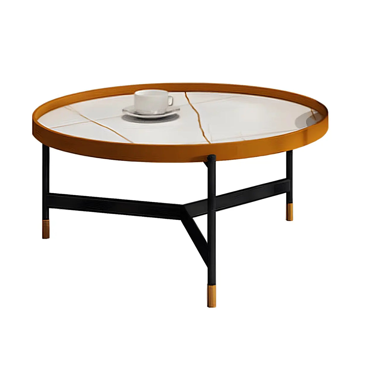 Round Tray Top Stainless Steel Base Coffee Table Set Image - 13