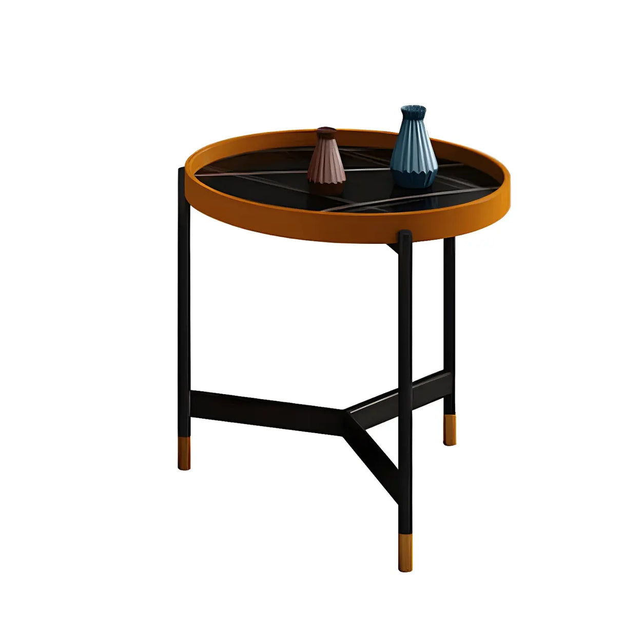 Round Tray Top Stainless Steel Base Coffee Table Set Image - 15