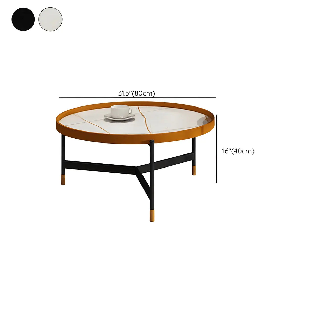 Round Tray Top Stainless Steel Base Coffee Table Set Image - 19