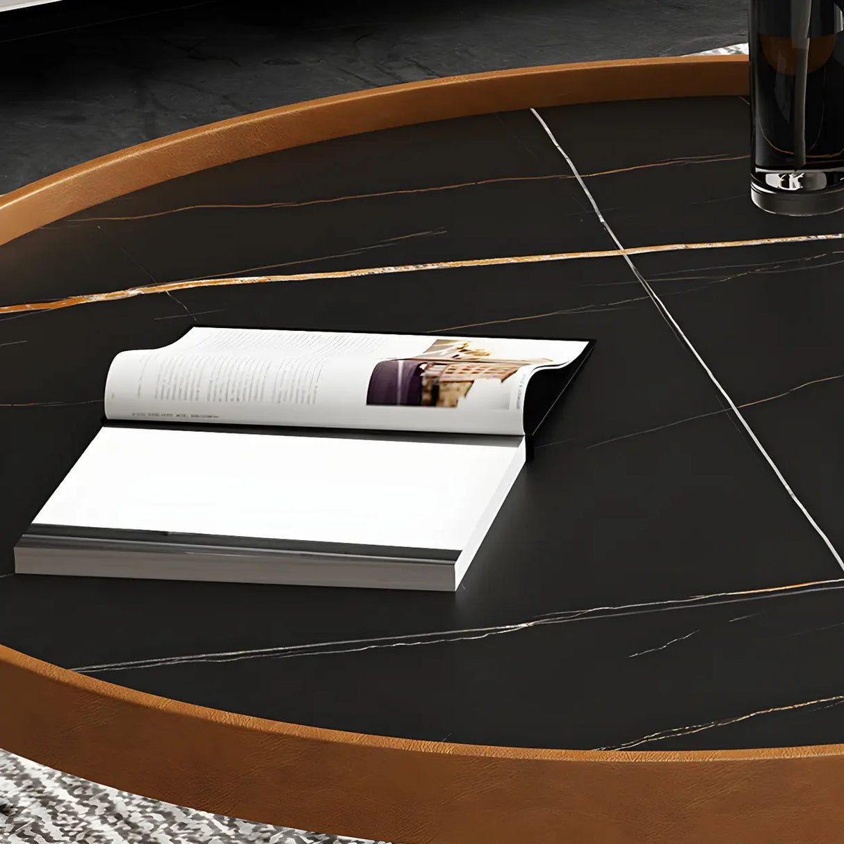 Round Tray Top Stainless Steel Base Coffee Table Set Image - 8