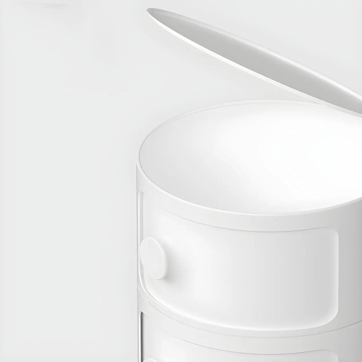 Round White Acrylic Modern Storage Cabinet Nightstand Image - 13