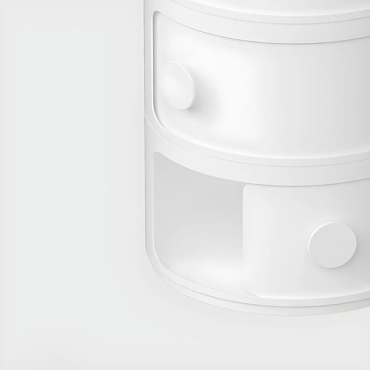 Round White Acrylic Modern Storage Cabinet Nightstand Image - 17