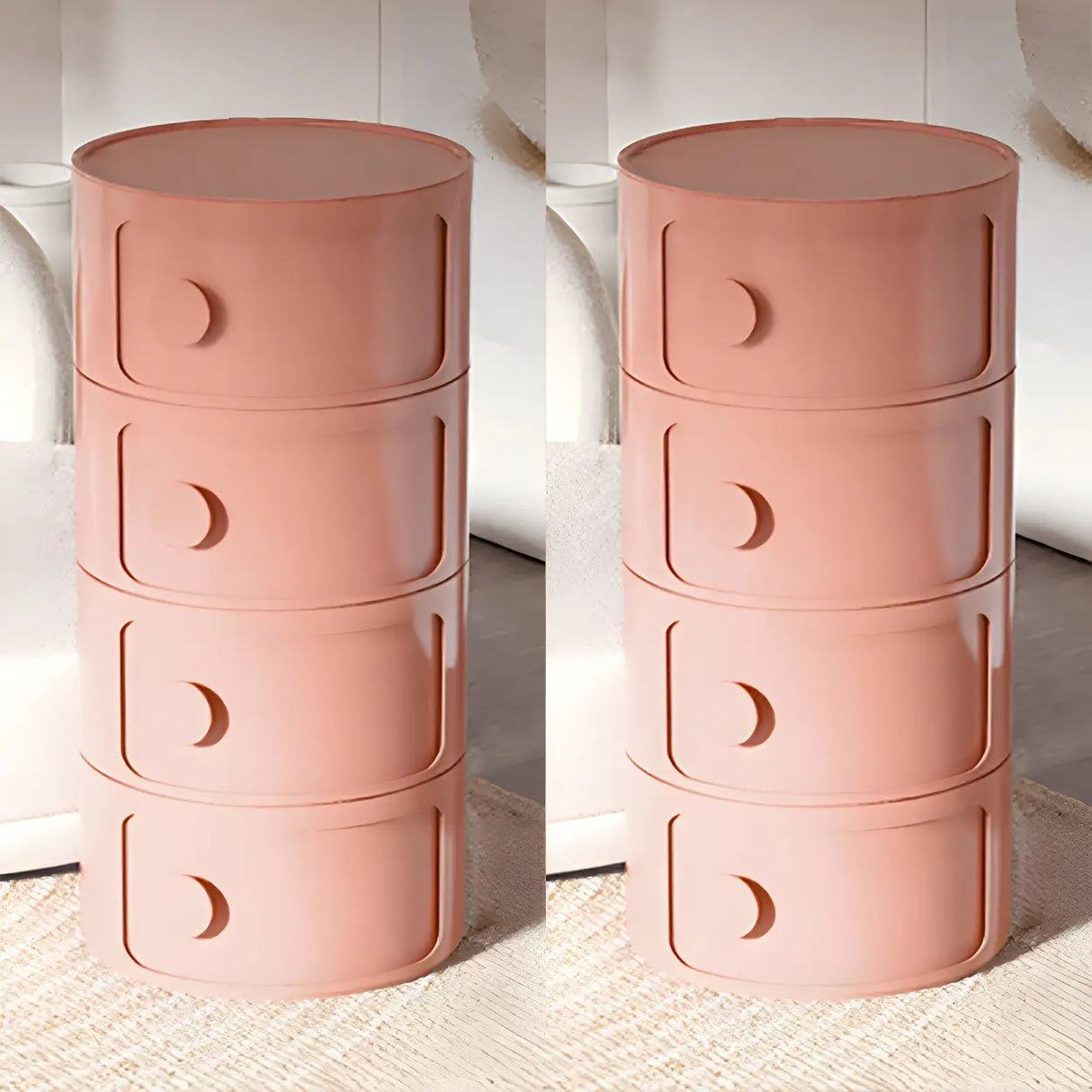 Round White Acrylic Modern Storage Cabinet Nightstand Image - 31