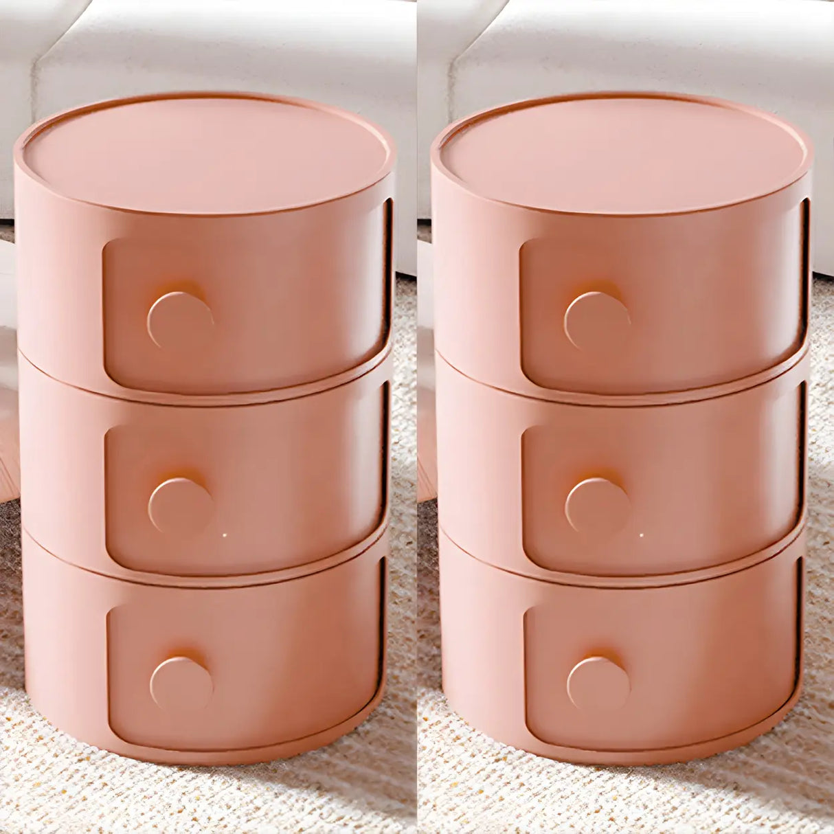 Round White Acrylic Modern Storage Cabinet Nightstand Image - 37