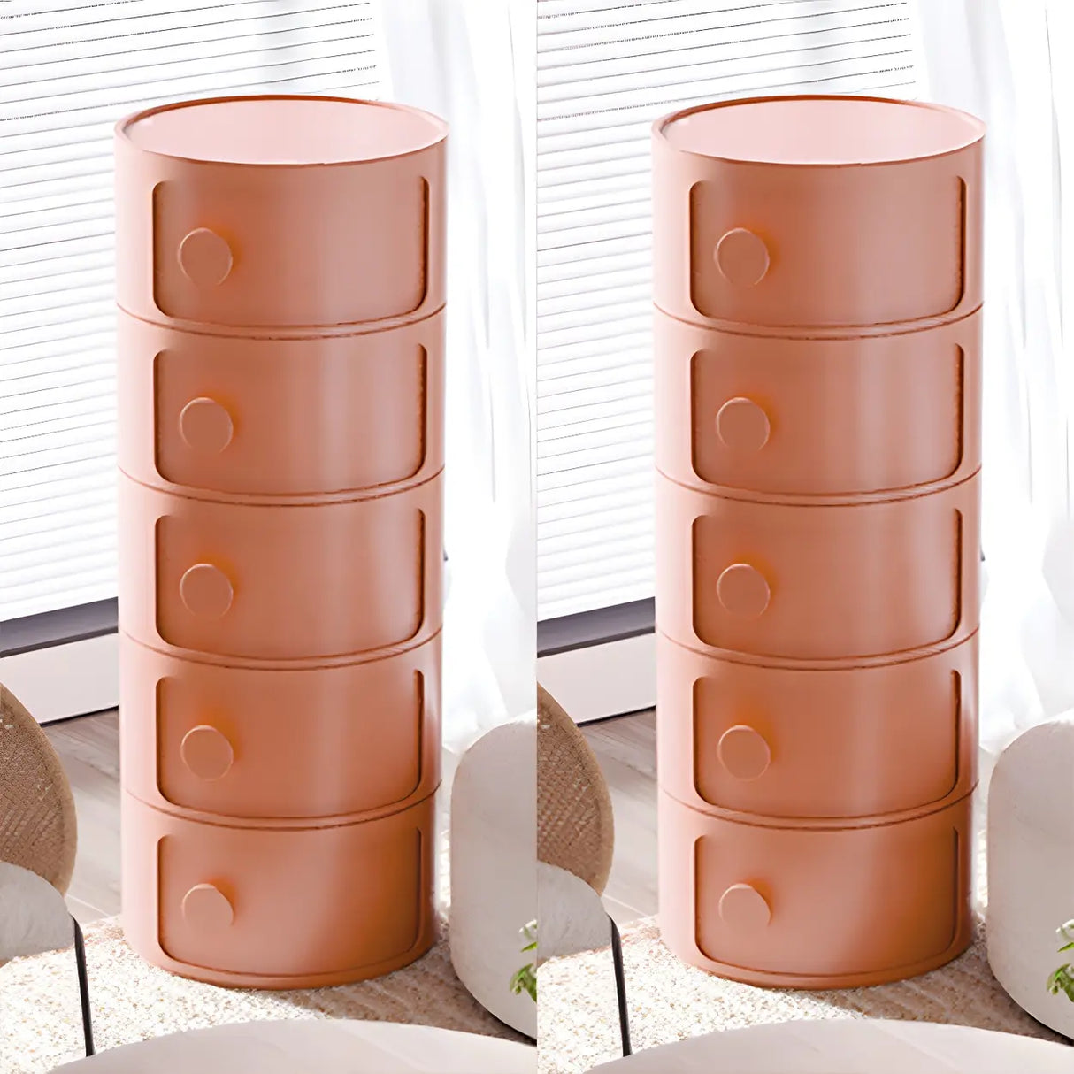 Round White Acrylic Modern Storage Cabinet Nightstand Image - 39