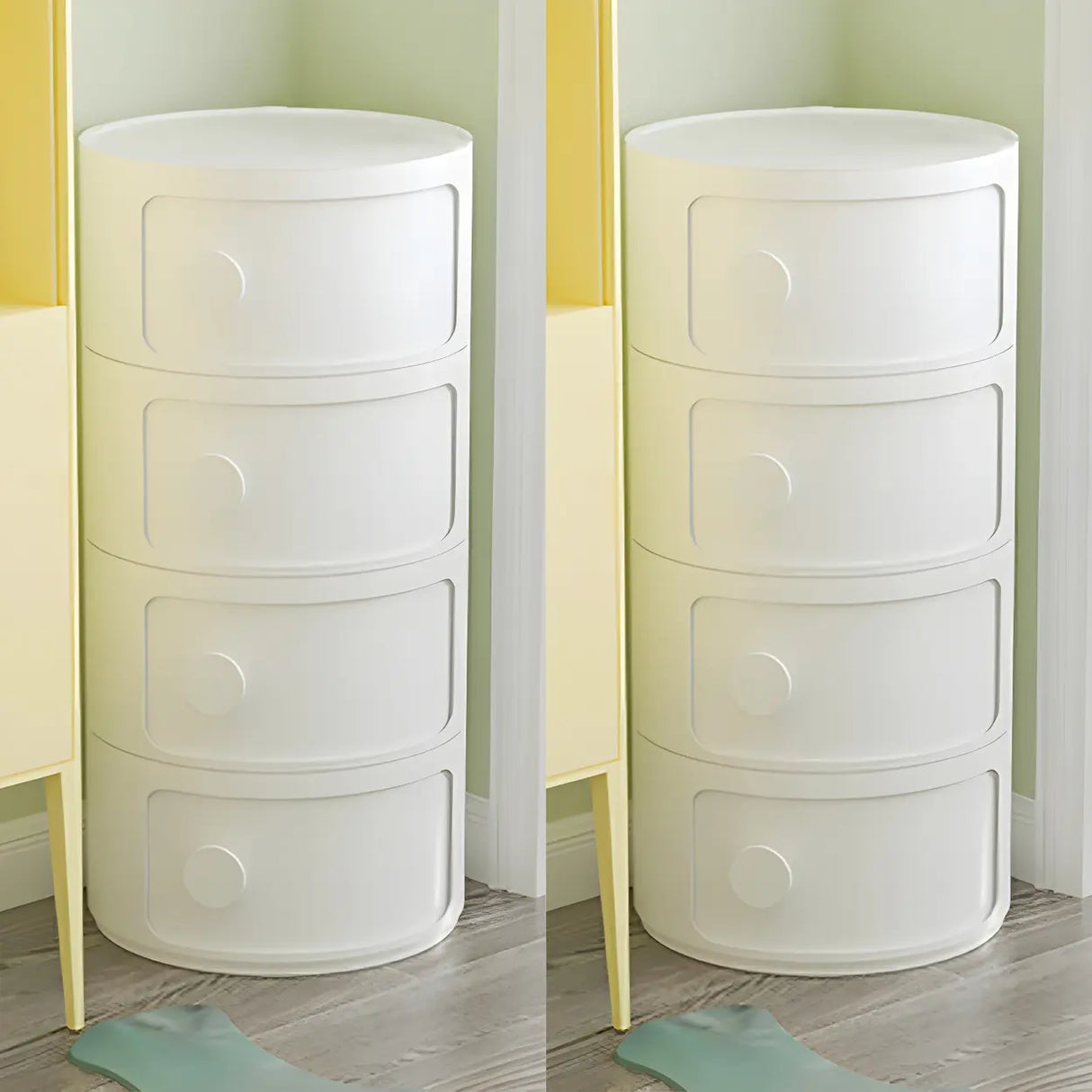 Round White Acrylic Modern Storage Cabinet Nightstand Image - 40