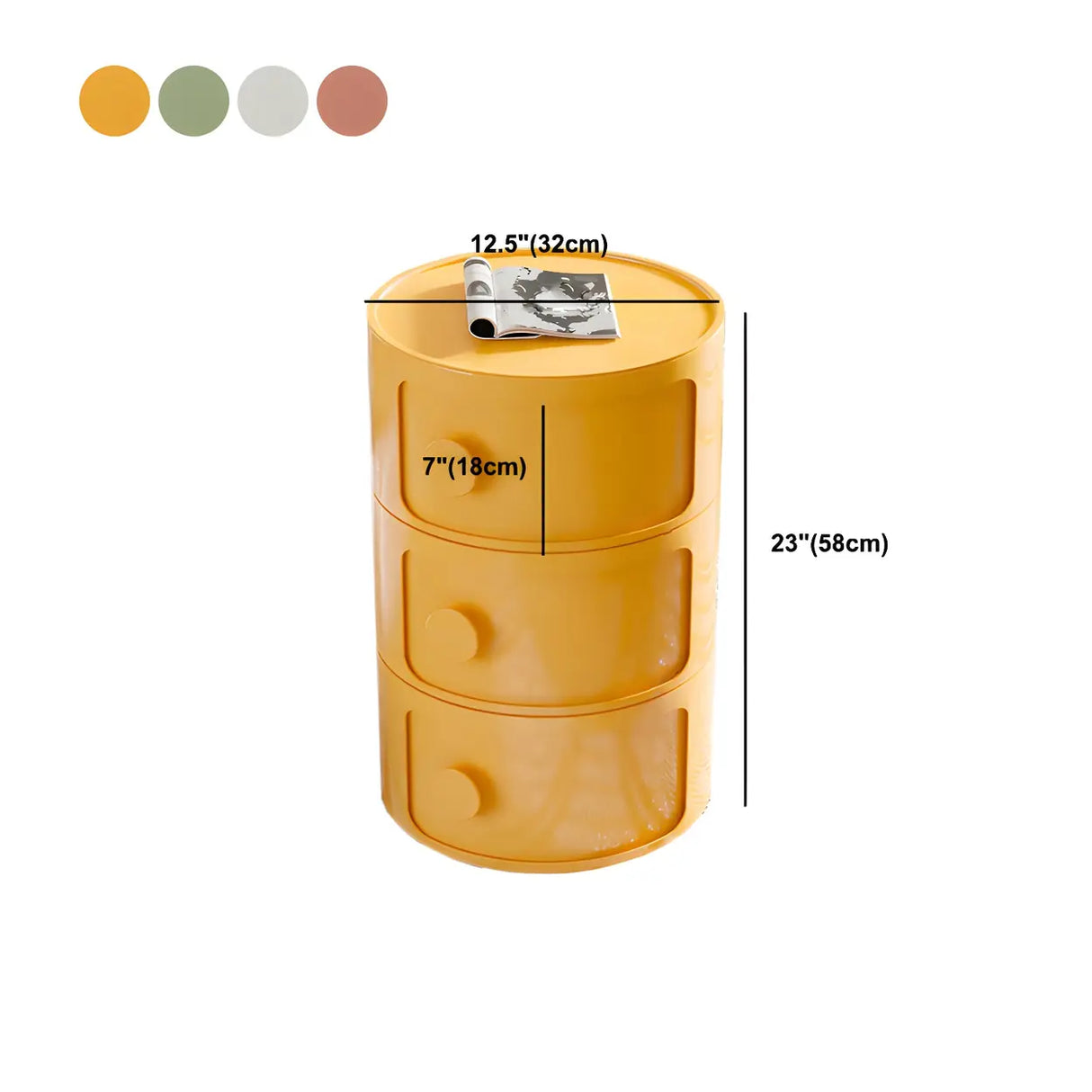 Round White Acrylic Modern Storage Cabinet Nightstand Image - 43