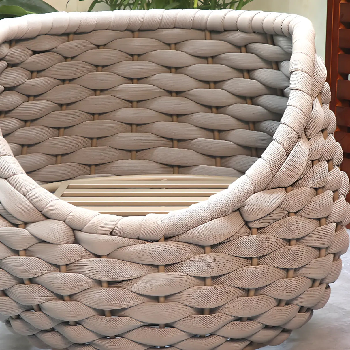 Round Wicker UV Resistant Gray Upholstered Patio Lounge Set Image - 10