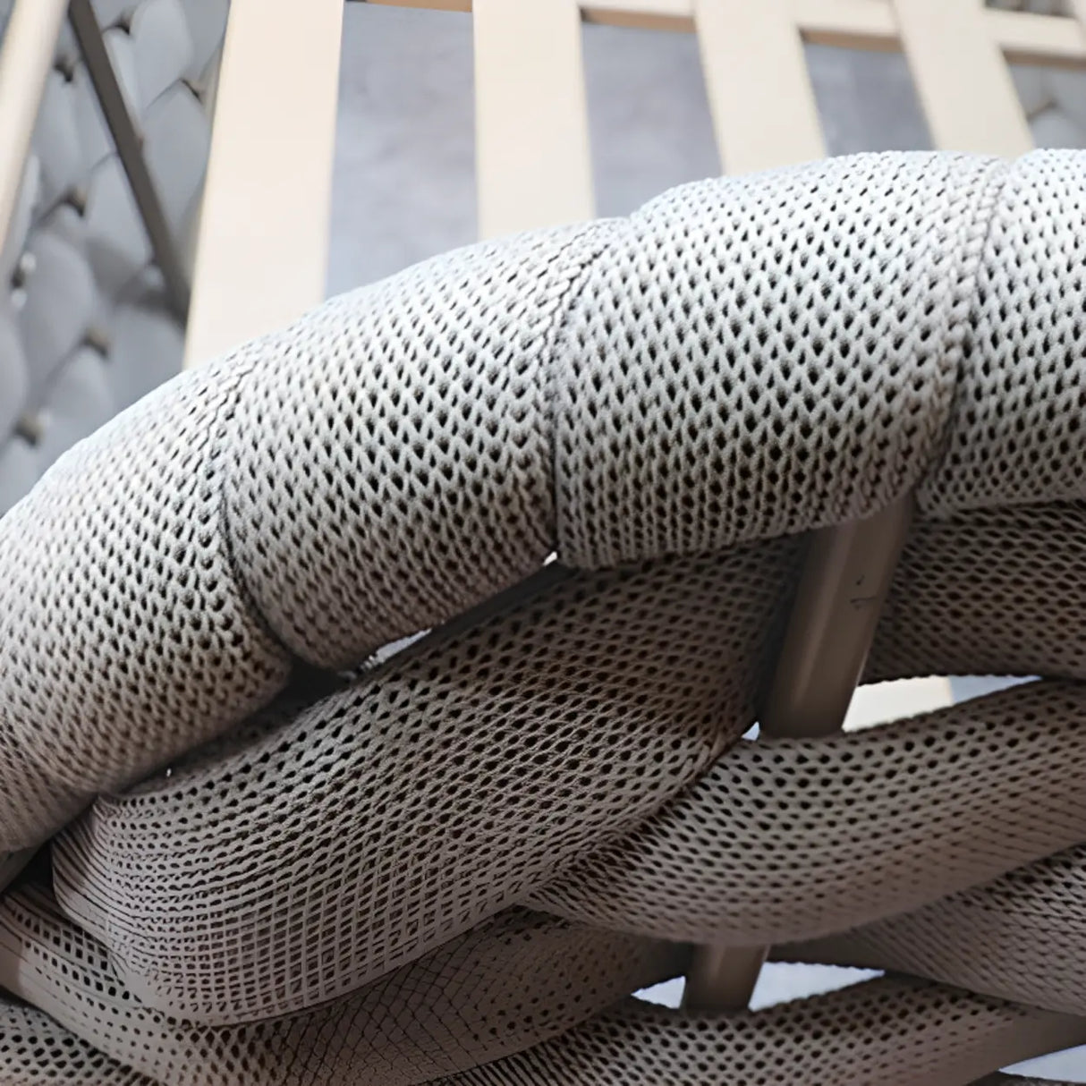 Round Wicker UV Resistant Gray Upholstered Patio Lounge Set Image - 12