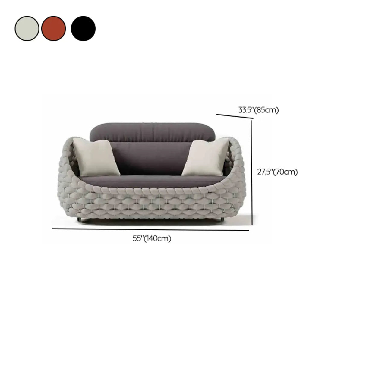 Round Wicker UV Resistant Gray Upholstered Patio Lounge Set Image - 18