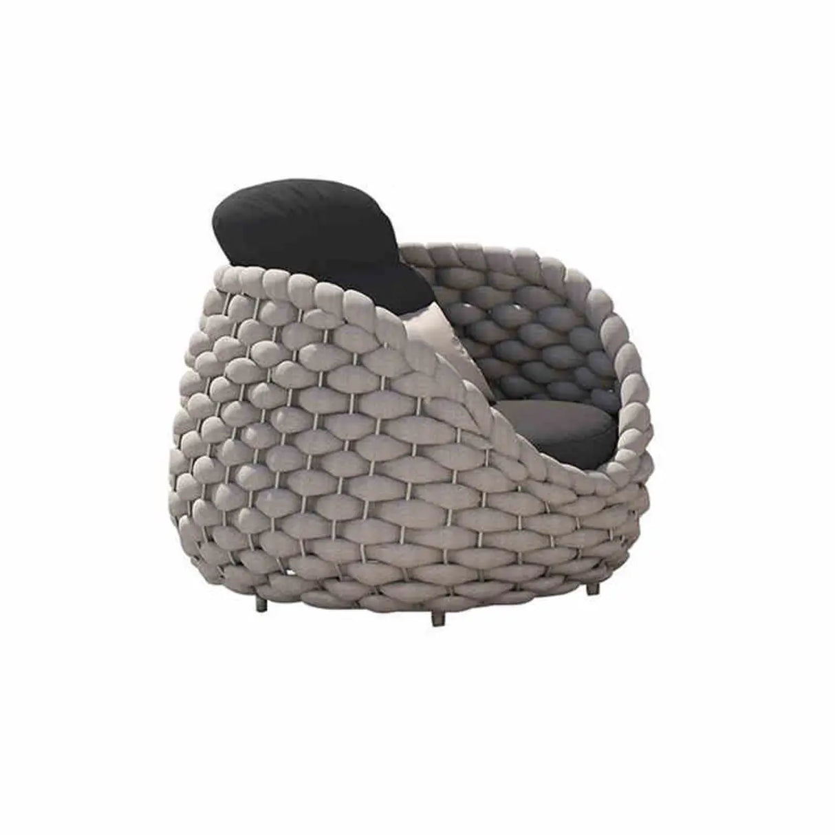 Round Wicker UV Resistant Gray Upholstered Patio Lounge Set Image - 9