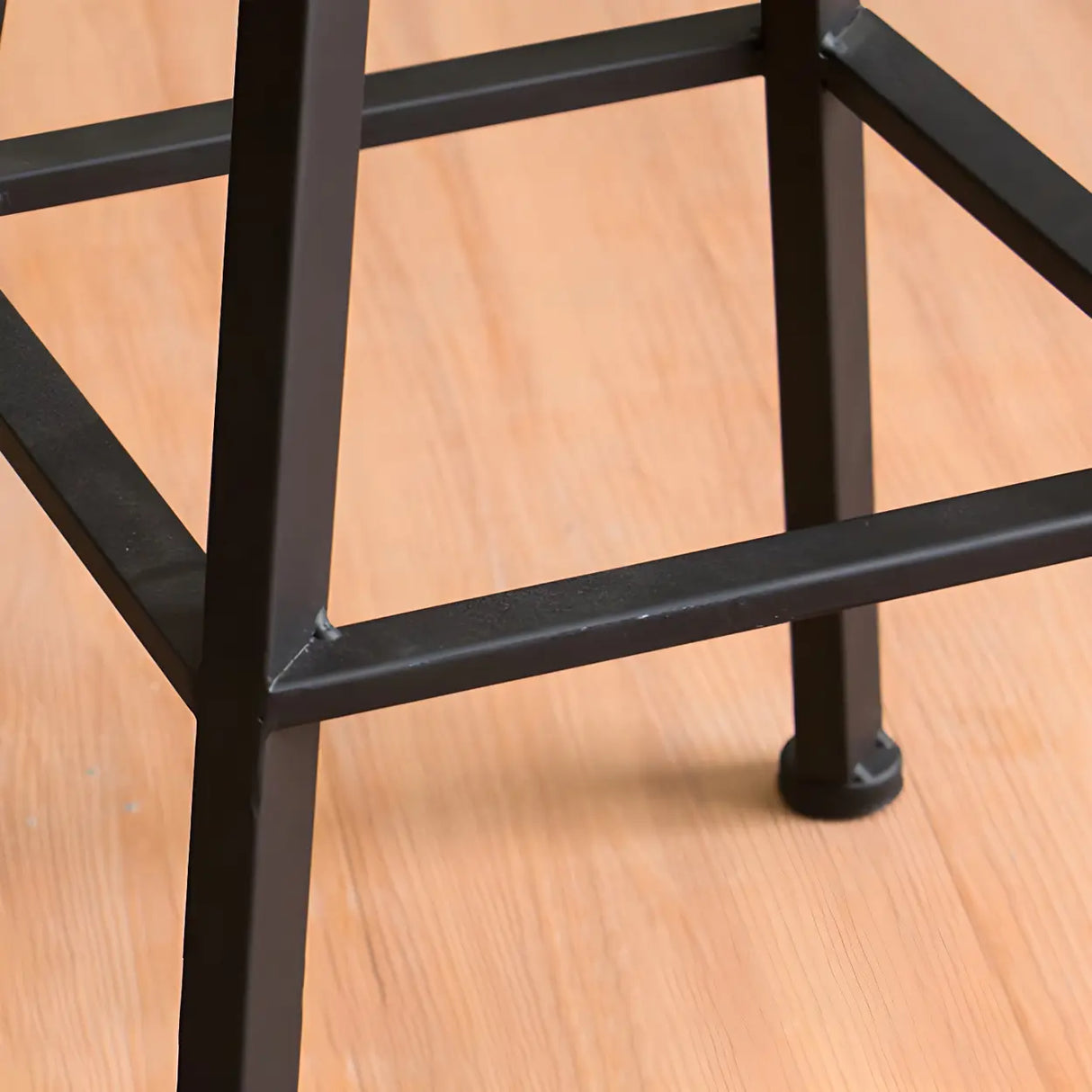 Round Wood Backless Metal Four Legs Counter Bar Stool Image - 14