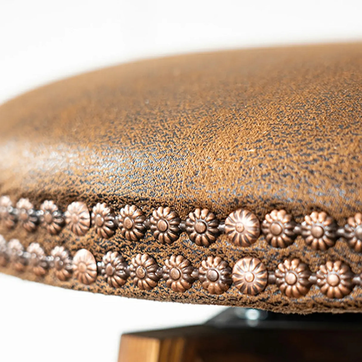 Round Wood Frame Faux Leather Backrest Pine Bar Stool Image - 10