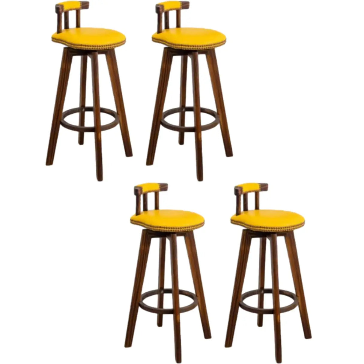 Round Wood Frame Faux Leather Backrest Pine Bar Stool Image - 38