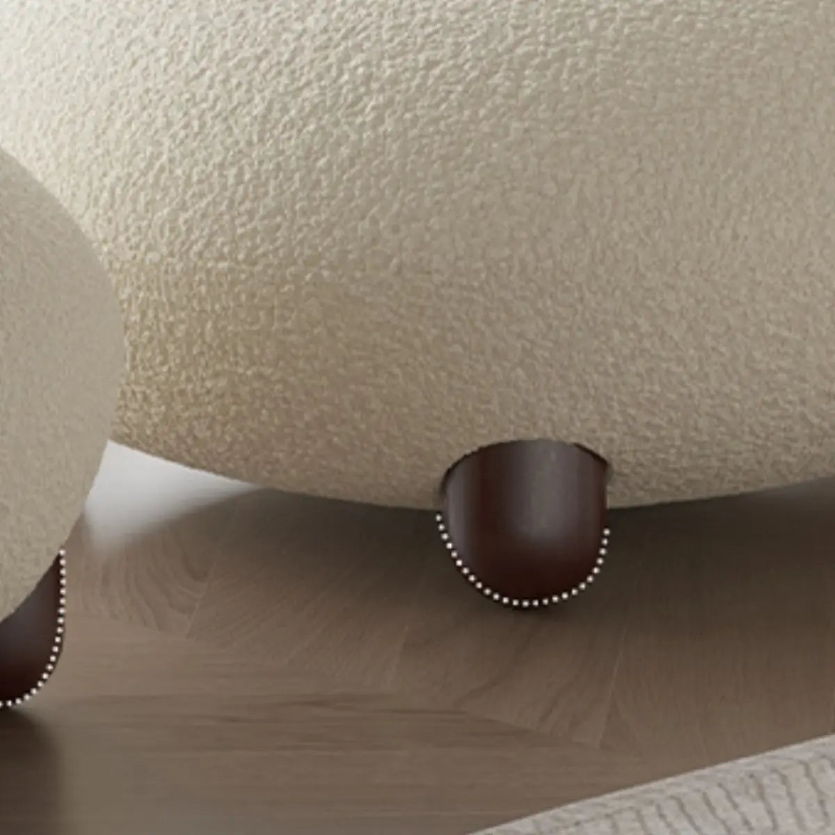 Rounded Beige Sherpa Four Legs Fixed Back Side Chair Image - 10