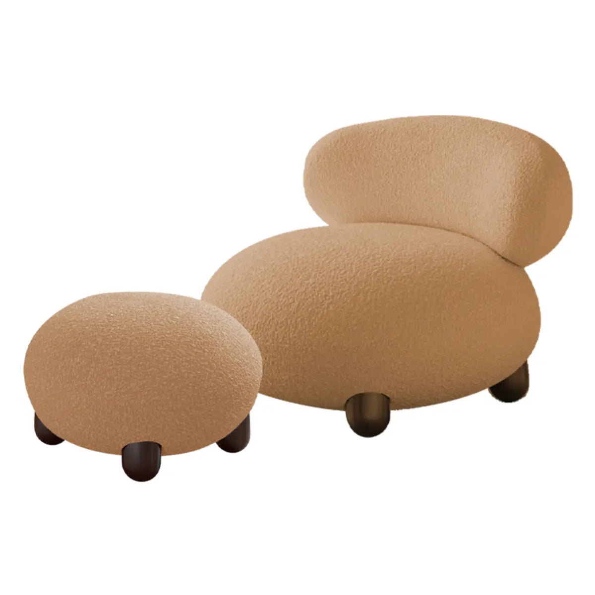 Rounded Beige Sherpa Four Legs Fixed Back Side Chair Image - 11