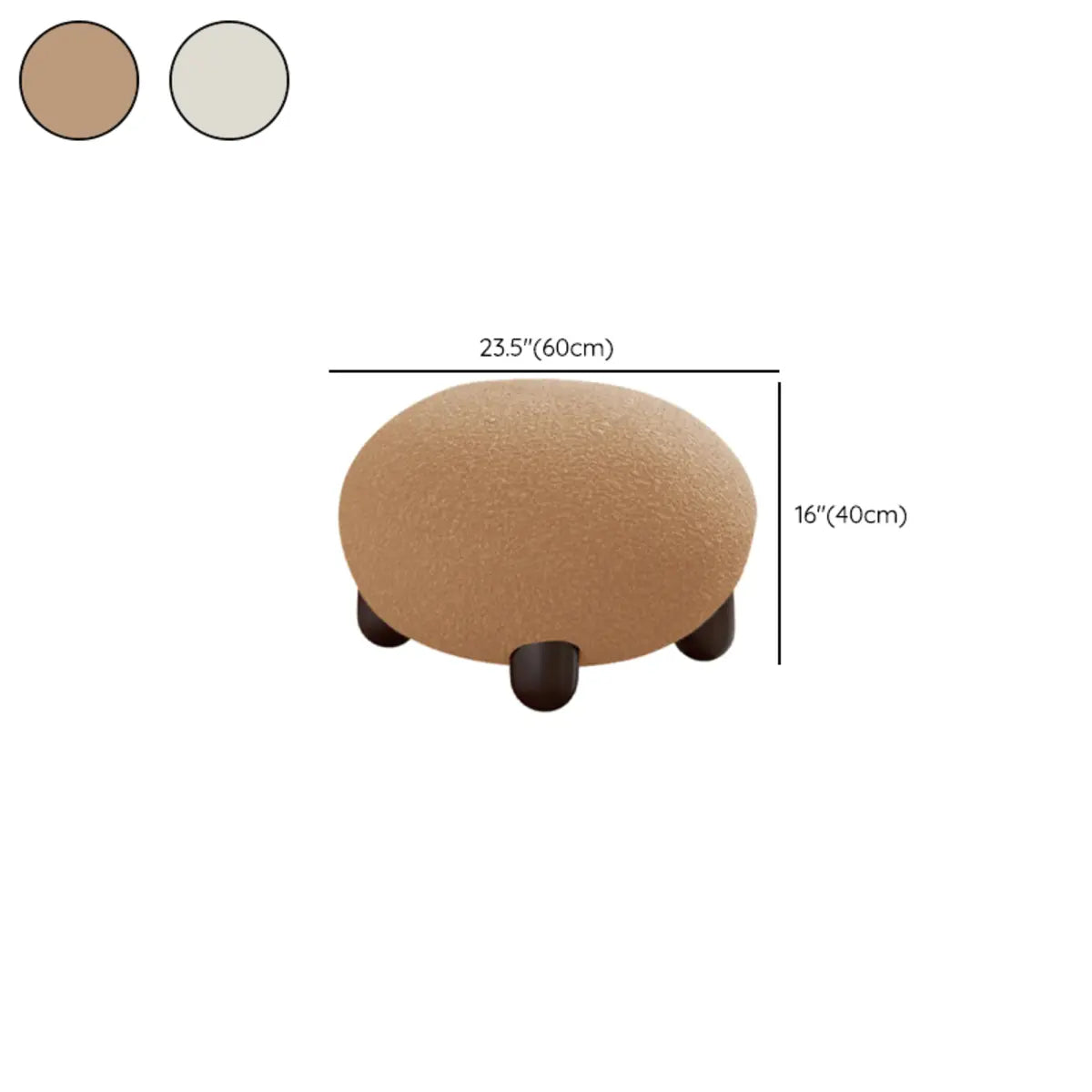 Rounded Beige Sherpa Four Legs Fixed Back Side Chair Image - 17