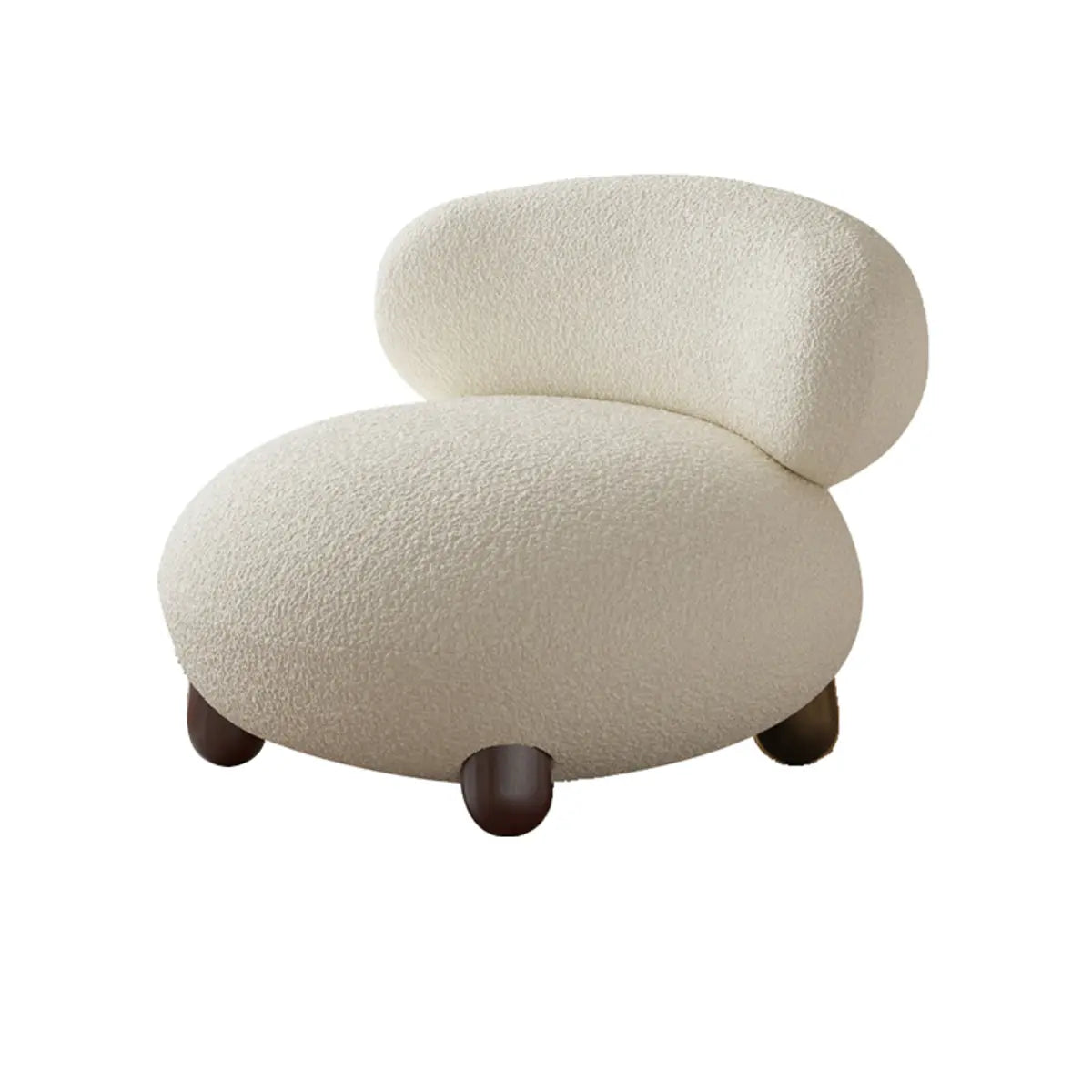 Rounded Beige Sherpa Four Legs Fixed Back Side Chair Image - 2