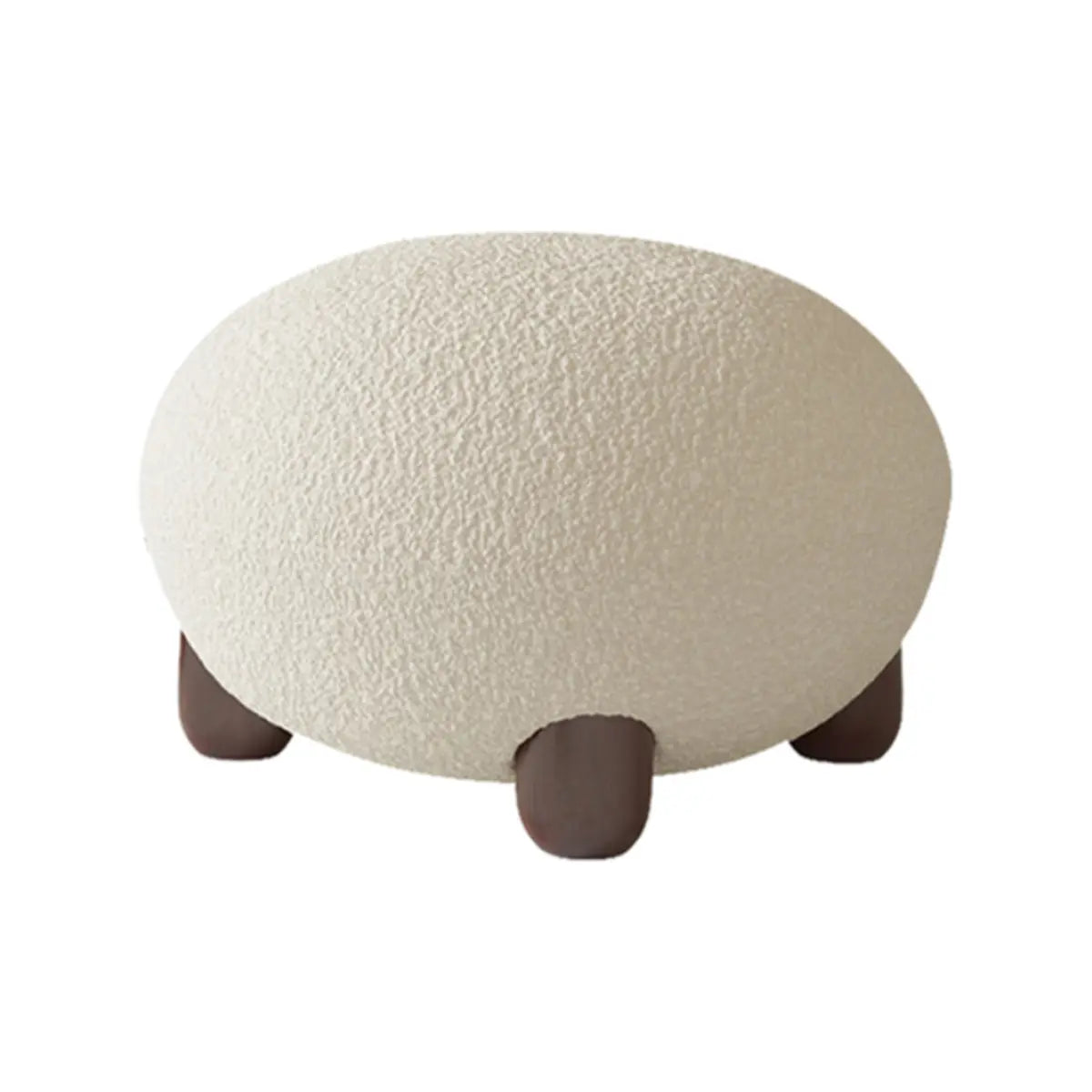 Rounded Beige Sherpa Four Legs Fixed Back Side Chair Image - 3