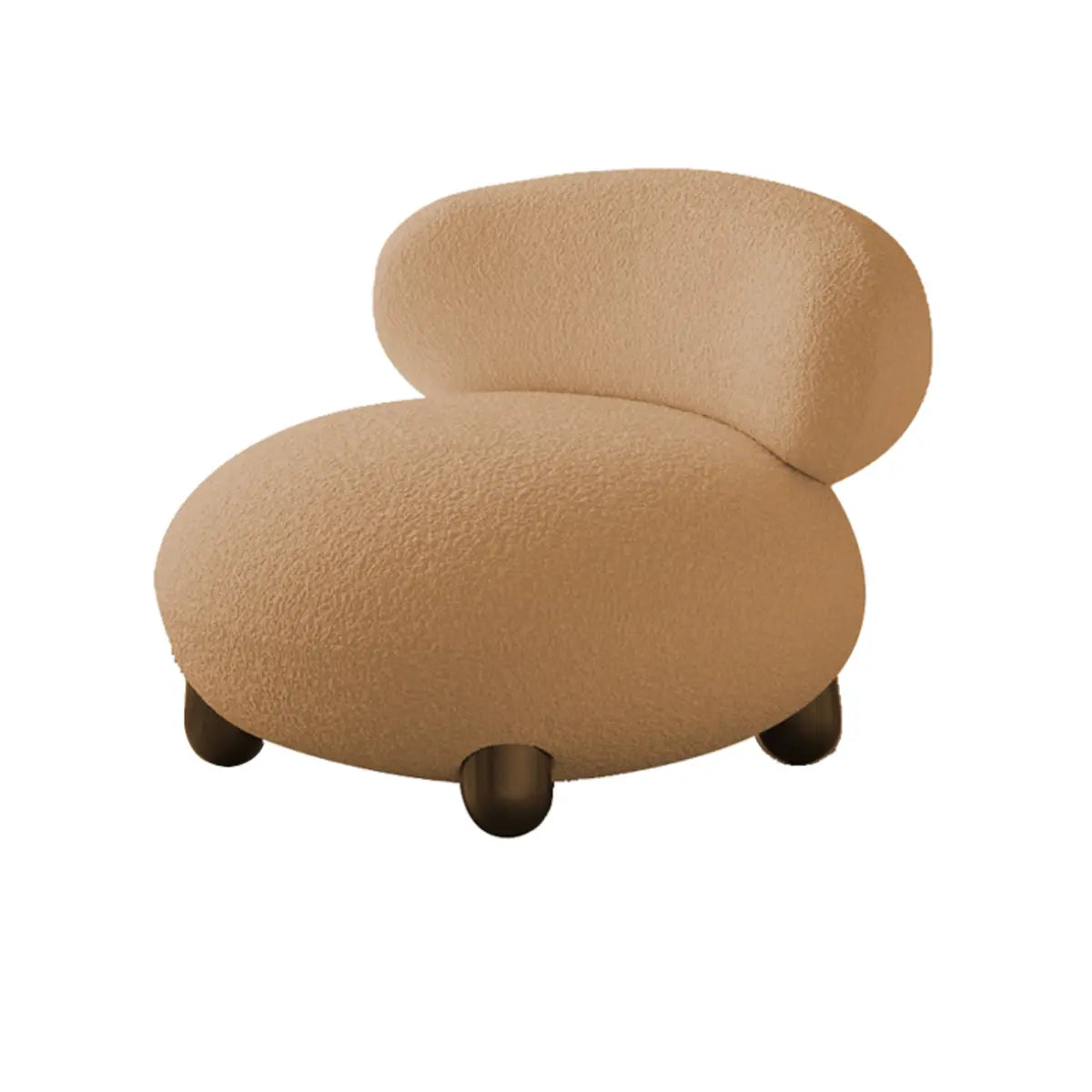 Rounded Beige Sherpa Four Legs Fixed Back Side Chair Image - 7