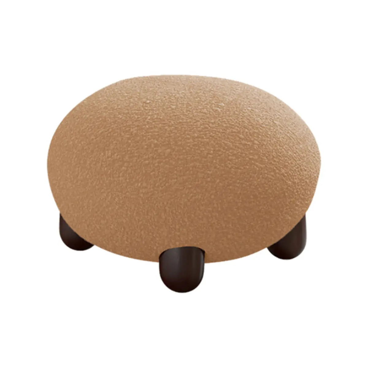 Rounded Beige Sherpa Four Legs Fixed Back Side Chair Image - 9