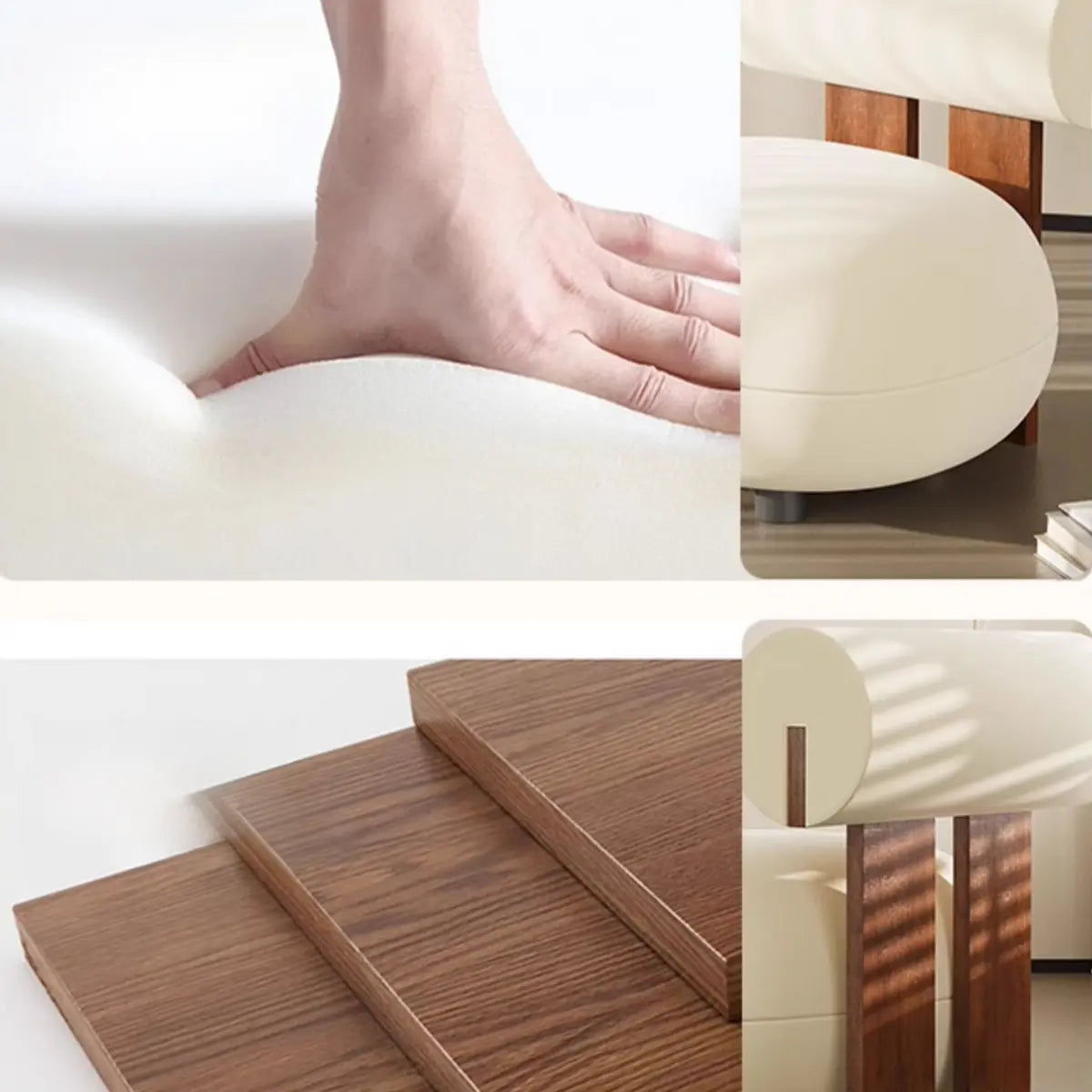 Rounded White Frosted Velvet Fixed Back Accent Chair Image - 10