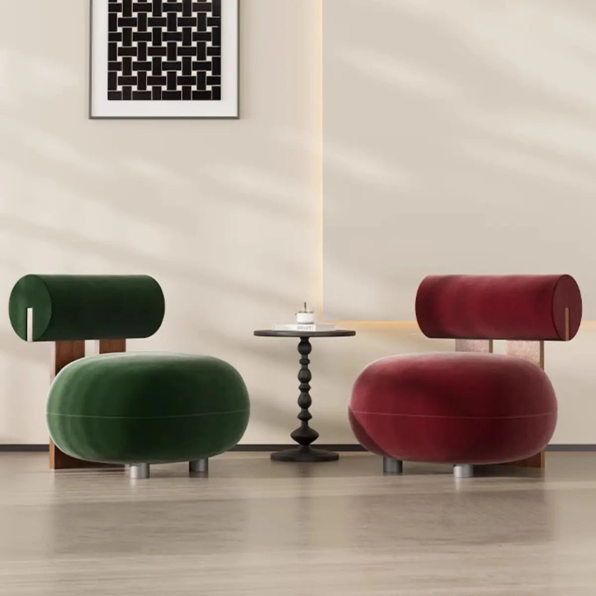 Rounded White Frosted Velvet Fixed Back Accent Chair Image - 12