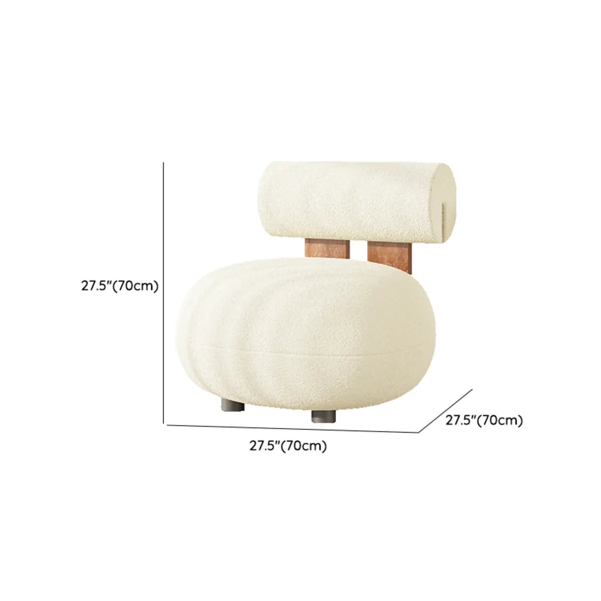 Rounded White Frosted Velvet Fixed Back Accent Chair Image - 14