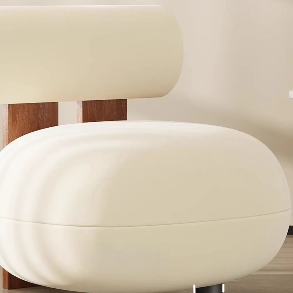 Rounded White Frosted Velvet Fixed Back Accent Chair Image - 8