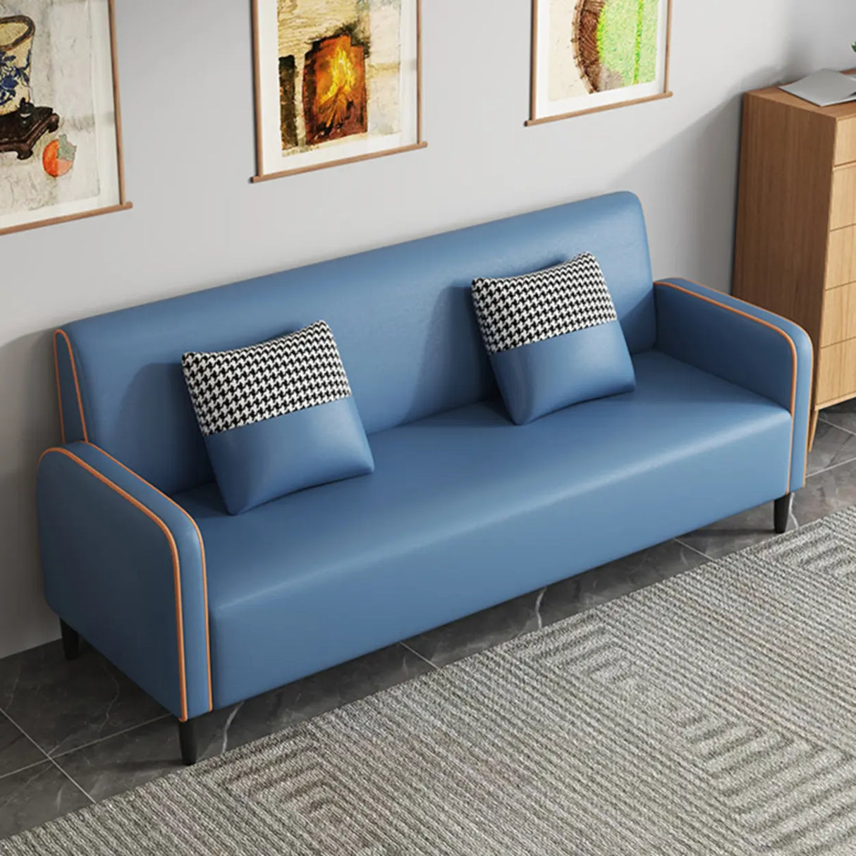 Royal Blue Water Resistant Tech Cloth Tight Back Sofa Image - 5