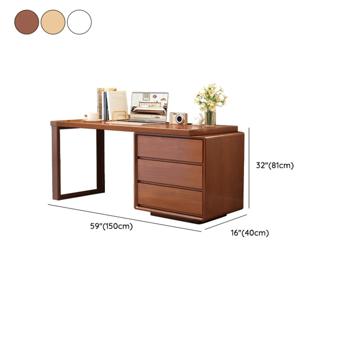 Rubberwood Butcher Block Drawers Extension Writing Desk