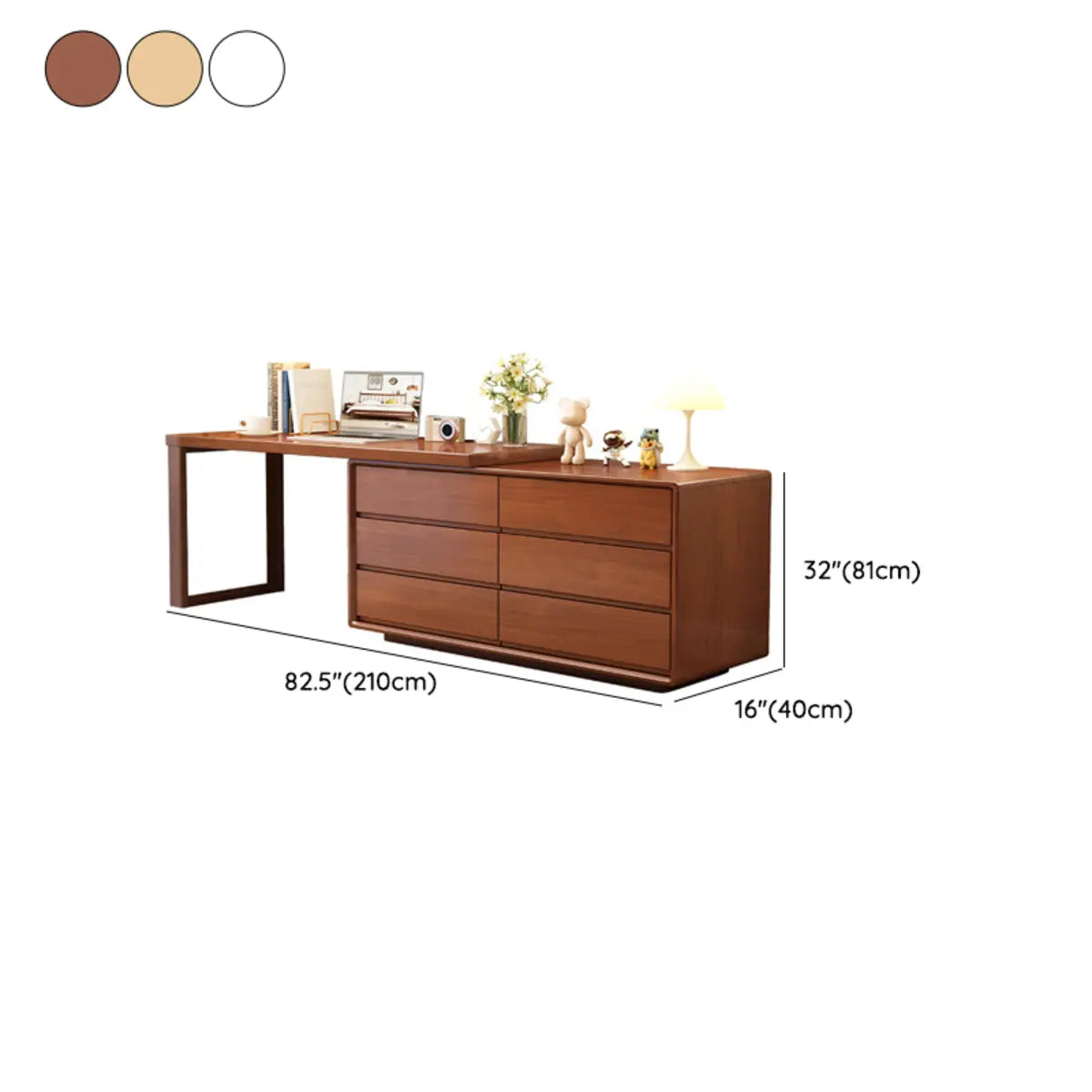 Rubberwood Butcher Block Drawers Extension Writing Desk Image - 18