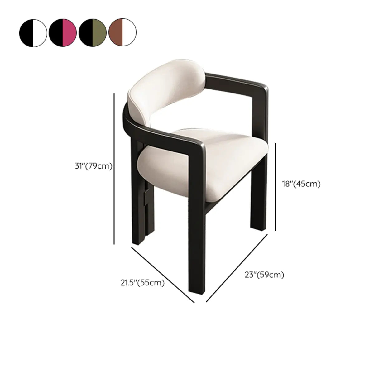 Rubberwood Upholstered Seat Arm Dining Chair Black