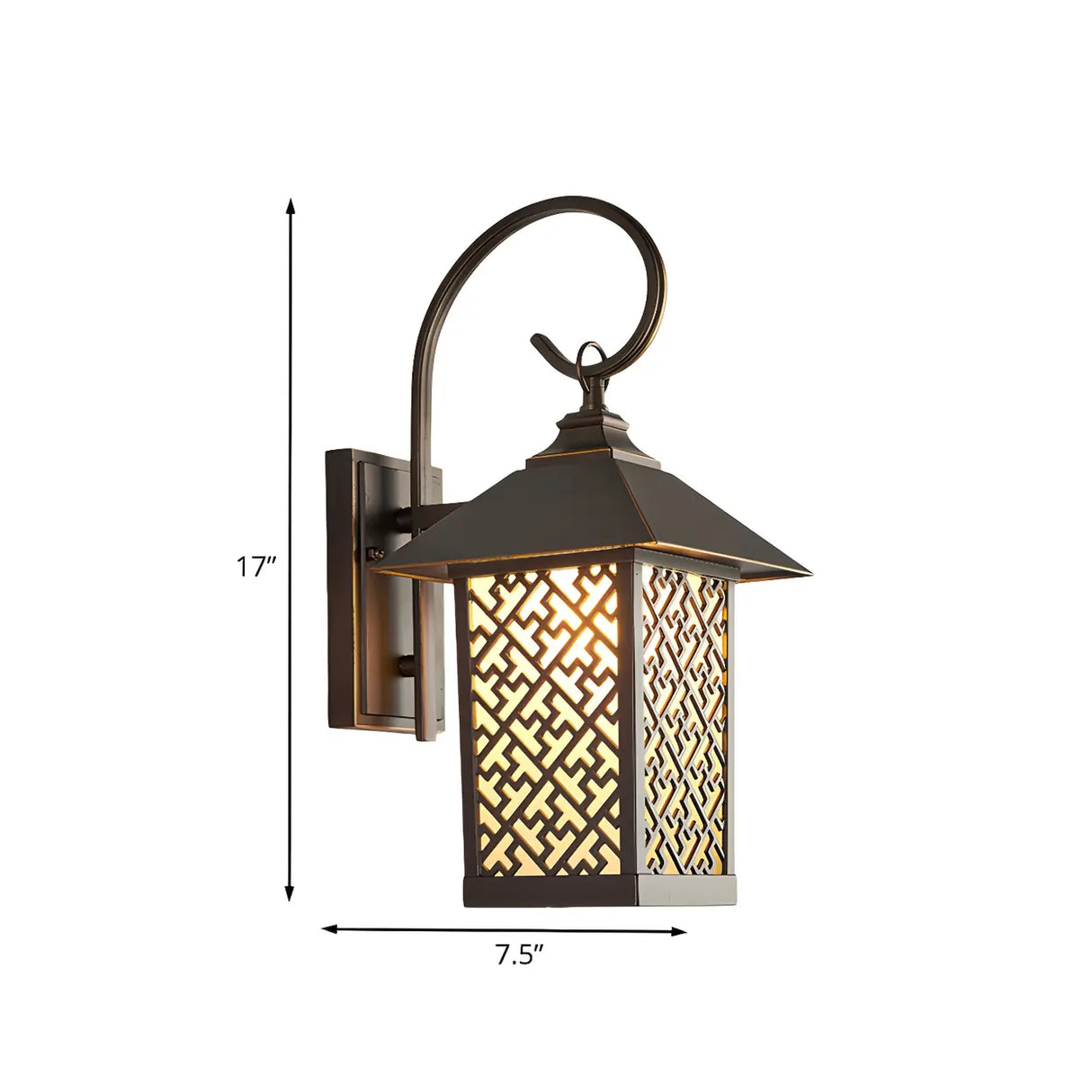 Rural Lantern Metal Coffee Exterior LED Wall Sconce Image - 4