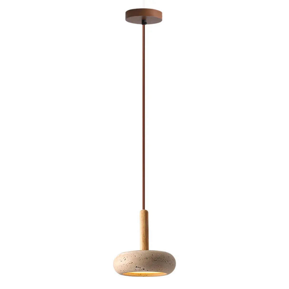 Rusti Natural Finish Sintered Stone Drum Pendant Light Image - 5