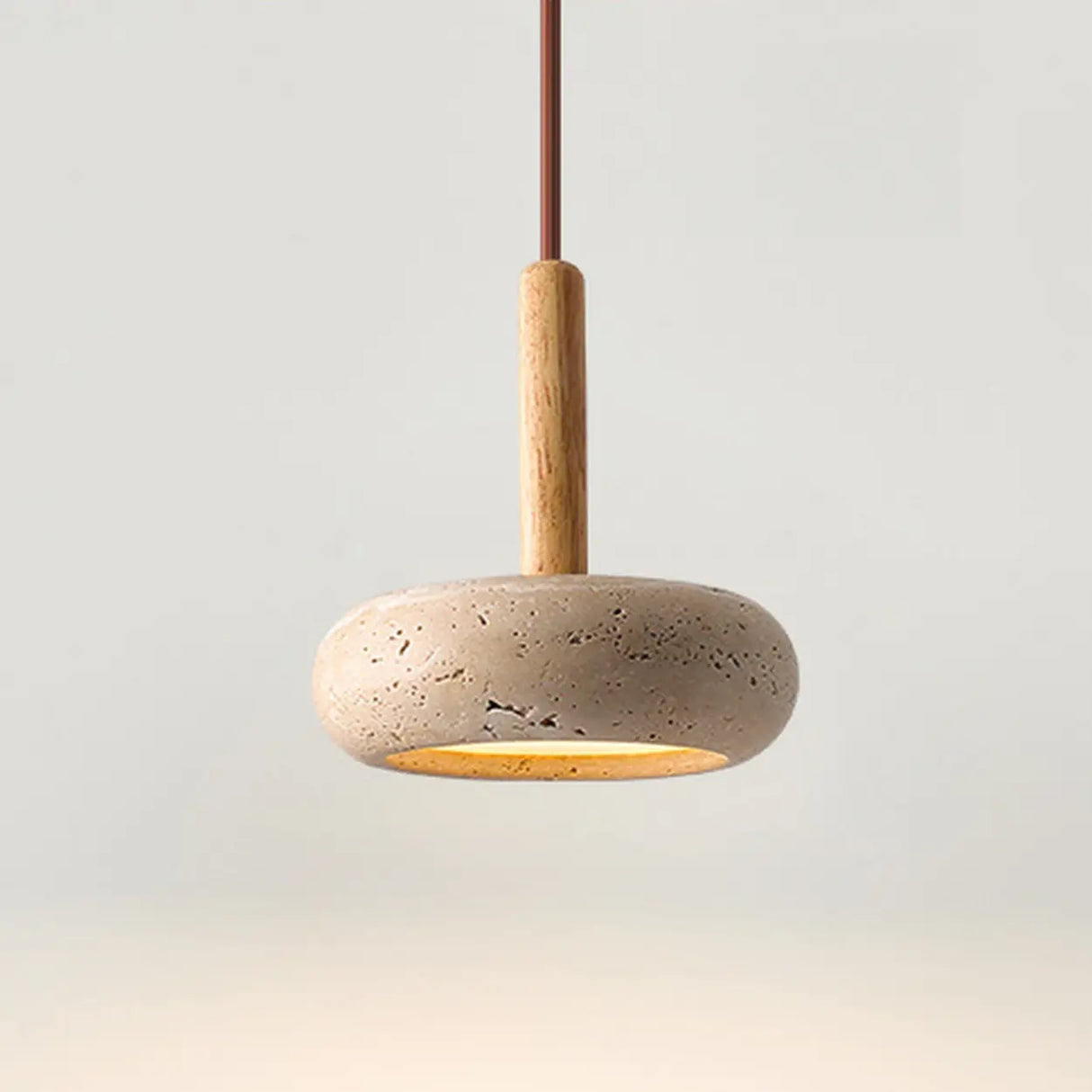 Rusti Natural Finish Sintered Stone Drum Pendant Light Image - 6