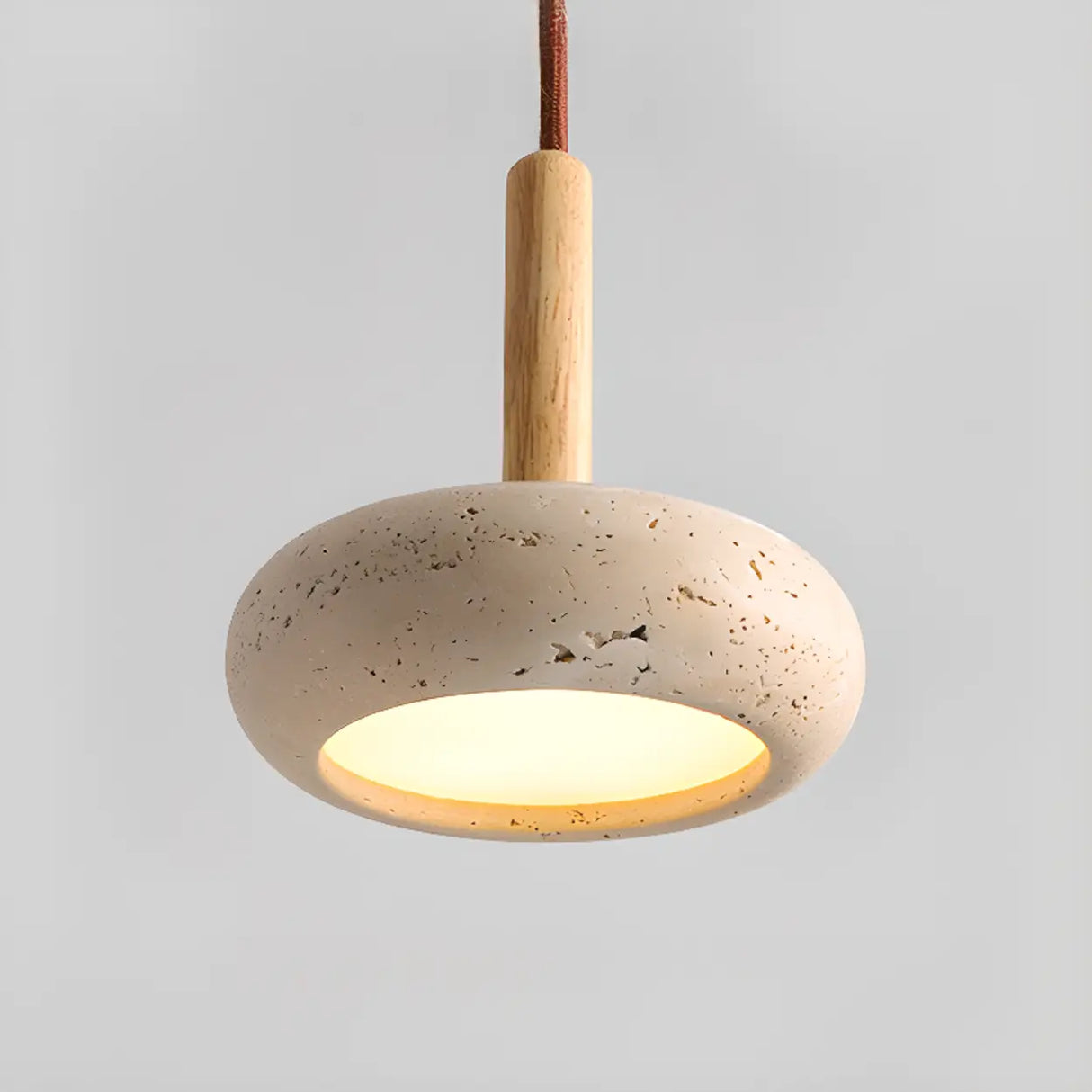 Rusti Natural Finish Sintered Stone Drum Pendant Light Image - 7