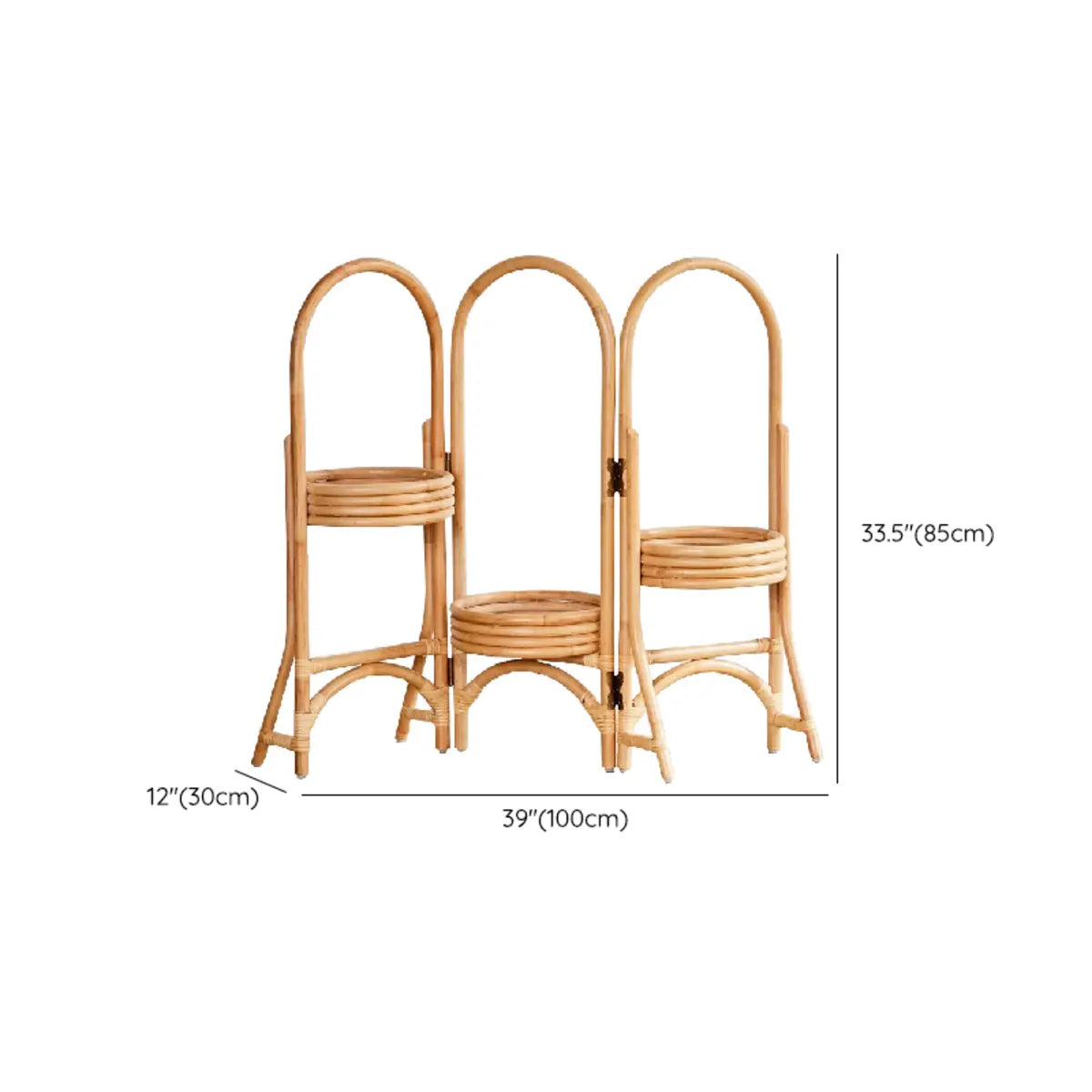 Rustic Arc Natural Finish Round Wicker Plant Stand