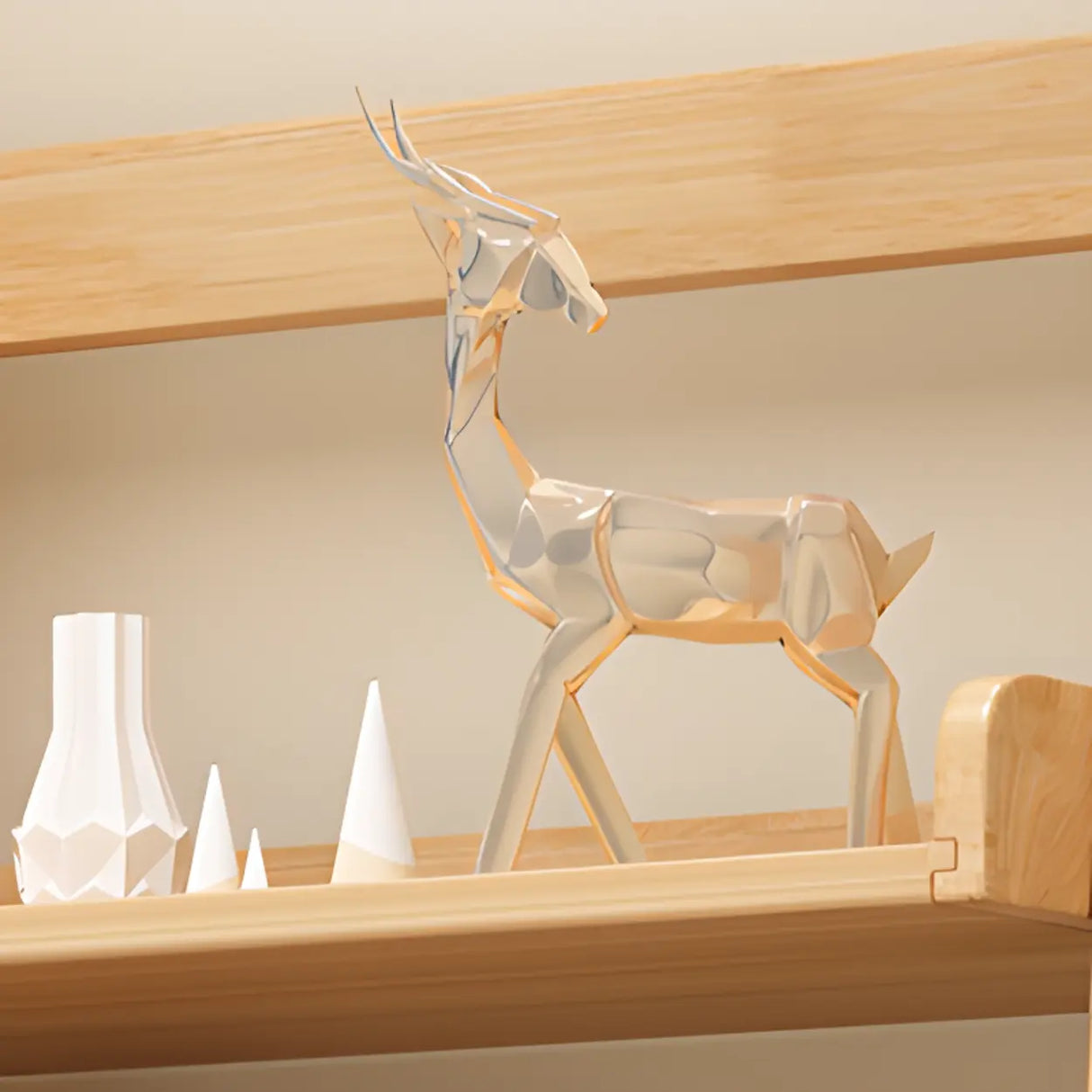 Rustic Ash Wood Simple Ladder Open Back Bookshelf Image - 8