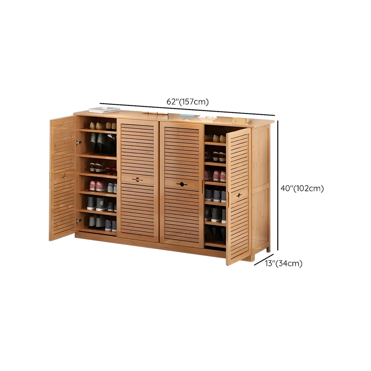 Rustic Bamboo Adjustable Hallway Brown Medium Shoe Storage Image - 37