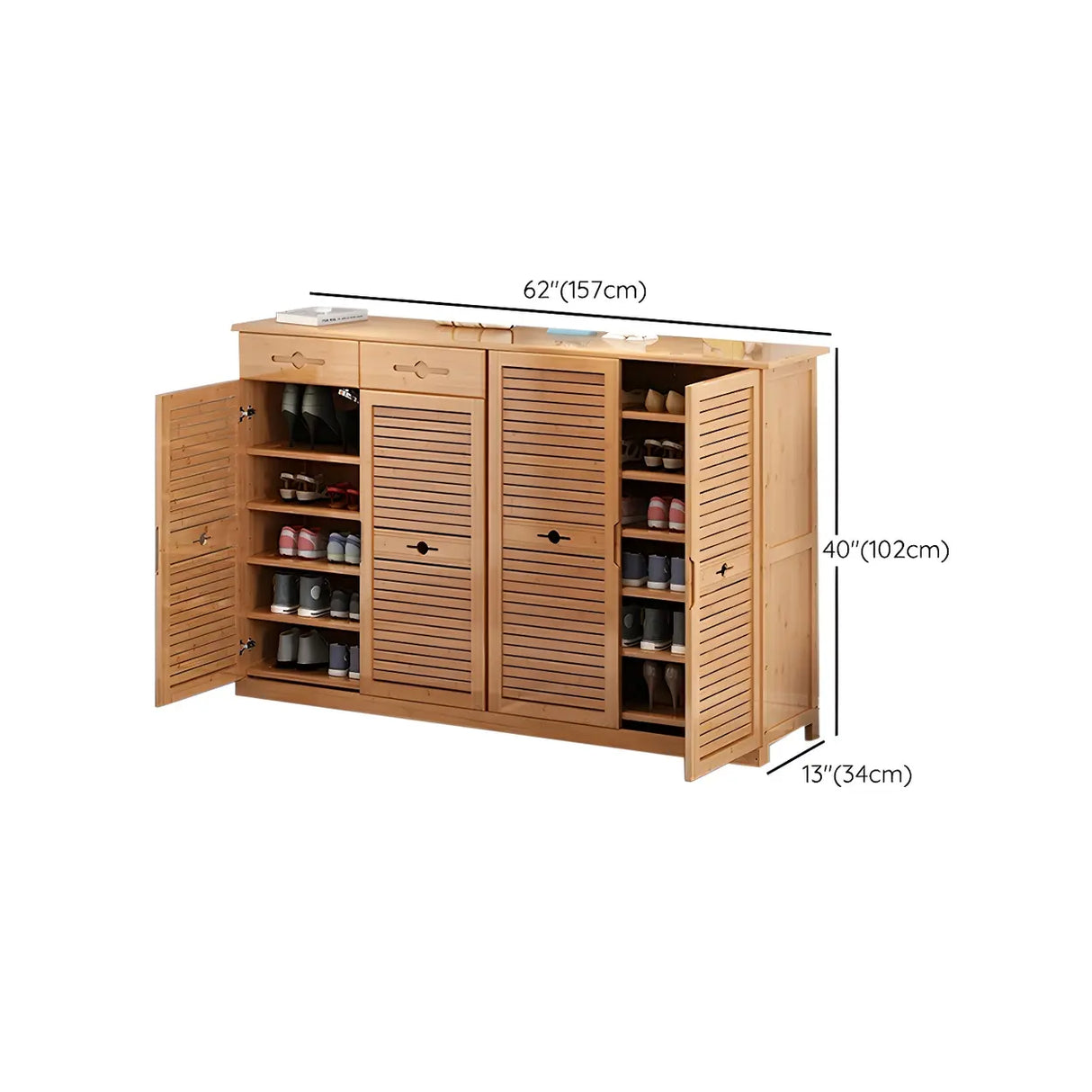 Rustic Bamboo Adjustable Hallway Brown Medium Shoe Storage Image - 38