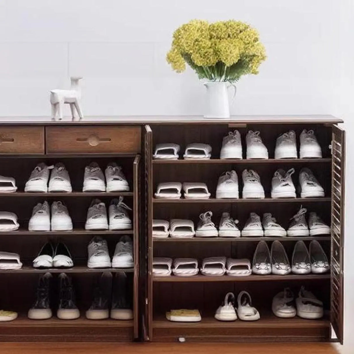 Rustic Bamboo Adjustable Hallway Brown Medium Shoe Storage Image - 13