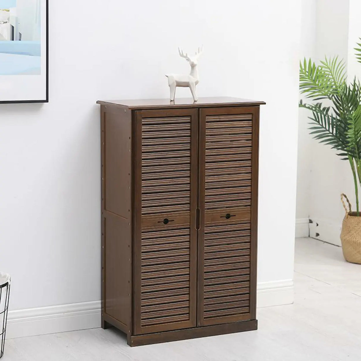 Rustic Bamboo Adjustable Hallway Brown Medium Shoe Storage Image - 15