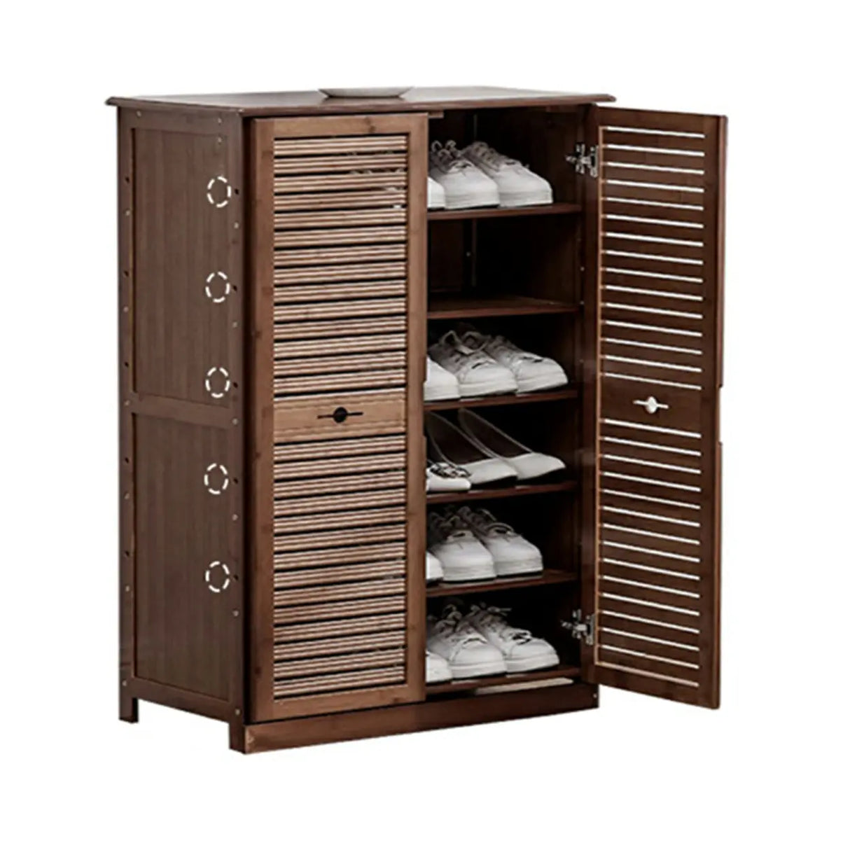 Rustic Bamboo Adjustable Hallway Brown Medium Shoe Storage Image - 17