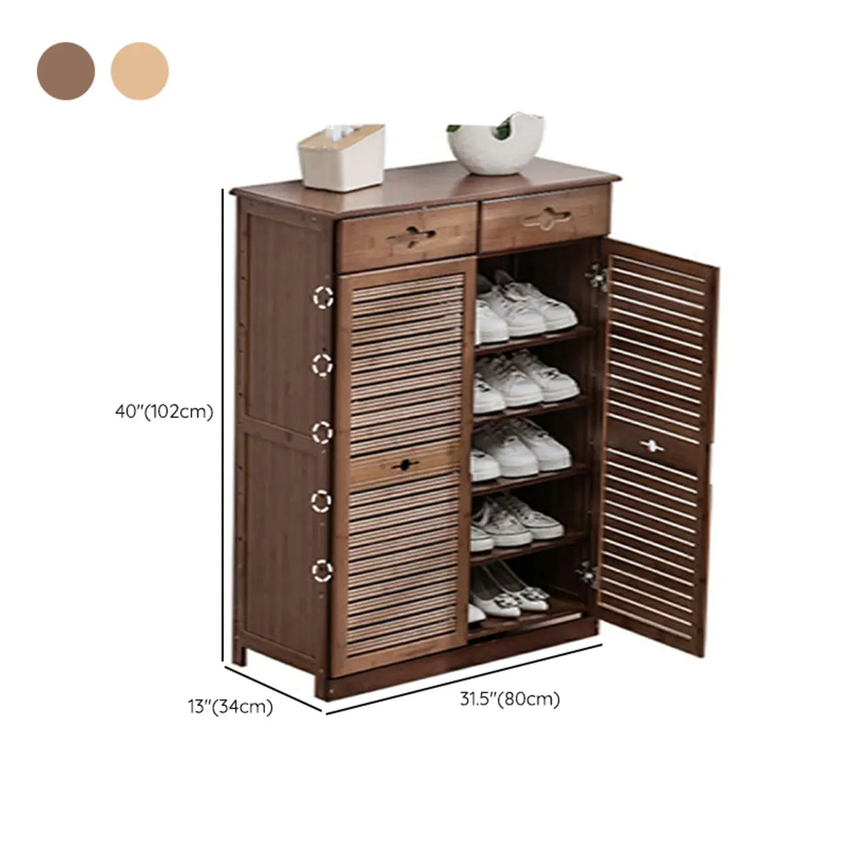 Rustic Bamboo Adjustable Hallway Brown Medium Shoe Storage Image - 30