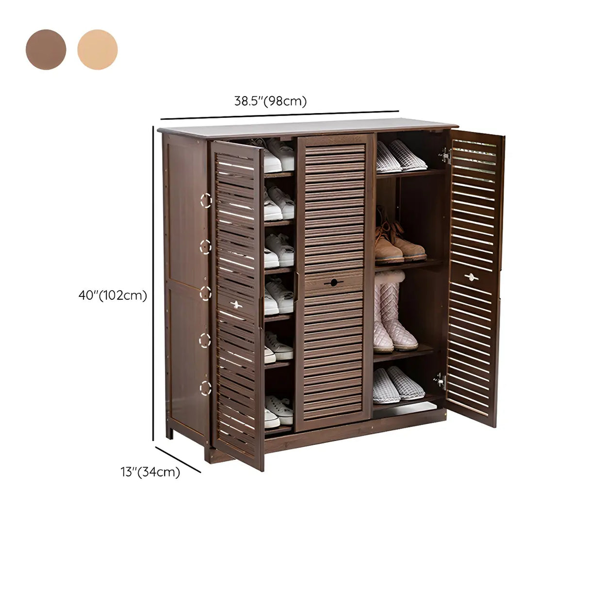 Rustic Bamboo Adjustable Hallway Brown Medium Shoe Storage Image - 31